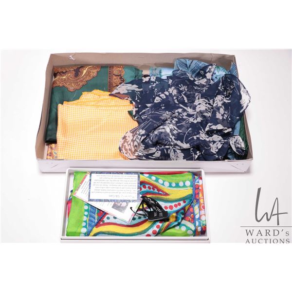 Selection of ladies scarves including Ralph Lauren silk chiffon, Australian Maninie silk, Anne Klein