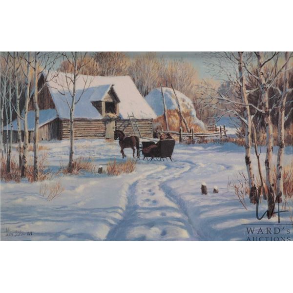 Isabel Levesque, canvas reproduction print titled " Home From Town", pencil signed by artist, 209/ 5
