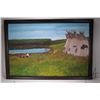 Image 2 : Allen Sapp, framed acrylic on canvas painting, Smoking Fish at the Lake, 24" X 36"