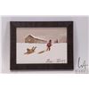 Image 2 : Allen Sapp, early framed acrylic on canvas painting, boys sledding, numbered on verso "X398", 5" X 7