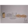 Image 1 : Tray lot of collectibles including Orrefors votive holders, Waterford wine slide and two Georg Jense