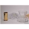 Image 3 : Tray lot of collectibles including Orrefors votive holders, Waterford wine slide and two Georg Jense