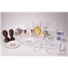 Image 1 : Tray lot of collectibles including Bohemian crystal vase with etched pheasant 8" in height, D & G gl