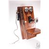 Image 3 : Northern Electric oak cased wall mount phone, no battery
