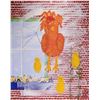 Image 1 : Acrylic on canvas folkart painting of a rooster and chicks, no artist signature seen, 30" X 24"