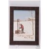 Image 2 : Allen Sapp, early framed acrylic on canvas painting, getting water from well, numbered on verso "X36