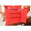 Image 3 : Red metal hanging two shelf garage cabinet marked "2003 Winston Cup Champions", 30" H X 26 " W X 10"
