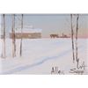 Image 1 : Allen Sapp, early framed acrylic on canvas painting, winter sleigh ride, numbered on verso "X403", 5