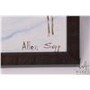 Image 3 : Allen Sapp, early framed acrylic on canvas painting, winter sleigh ride, numbered on verso "X403", 5