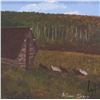Image 1 : Allen Sapp, framed acrylic on canvas painting, titled on verso " Chicken Eating After", 10" X 10"