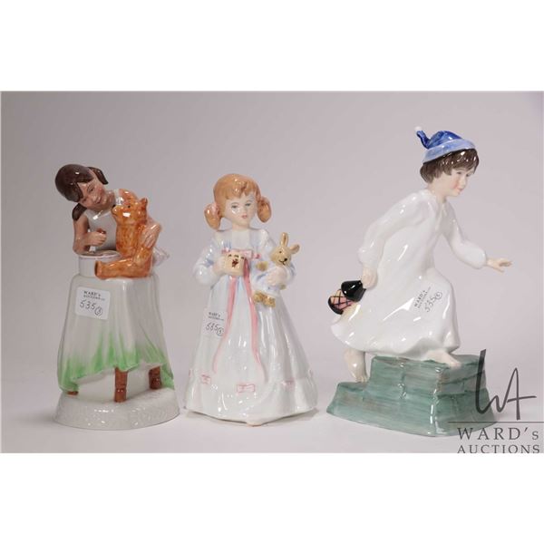 Three Royal Doulton figurines including Bunnykins Exclusive Collectors Club edition "Bunny's Bedtime