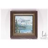 Image 2 : Marla Wilson, framed acrylic on board mountainscape, signed by artist and dated '71, 4" X 4"