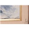 Image 2 : Chase Fain, crackled oil on board painting of a barn and fence line, signed by artist, 3 1/2" X 3 1/