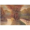 Image 1 : N. Kappel (?), acrylic on massonite painting of a autumn trees with stream, 25 1/4" X 36"