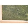Image 3 : Unidentified artist, framed acrylic on massonite painting of a ravine in green, artist signed, 37" X