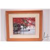 Image 2 : King framed silk embroidered panel of bank side Japanese pagoda, overall dimensions including frame 