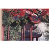 Image 4 : King framed silk embroidered panel of bank side Japanese pagoda, overall dimensions including frame 