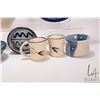 Image 3 : Selection of artisan made pottery including large teapot, two mugs, glazed bowls, plate etc. Some si