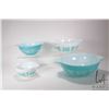 Image 1 : Vintage Pyrex blue and white graduated "Amish Butterprint" circa 1950 and a Titania noodle maker