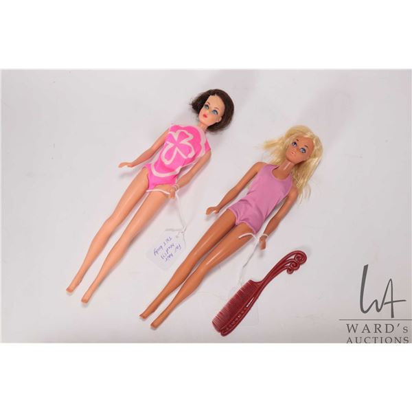 Two vintage Barbie dolls including TNT with possibly Fair Hair side glancing head with rooted lashes