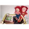 Image 2 : Selection of toys including Raggedy Ann and Andy with a selection of mummy made clothing and pajamas