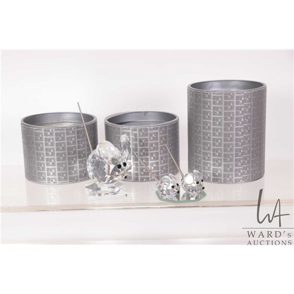 Three Swarovski crystal mice with original packaging