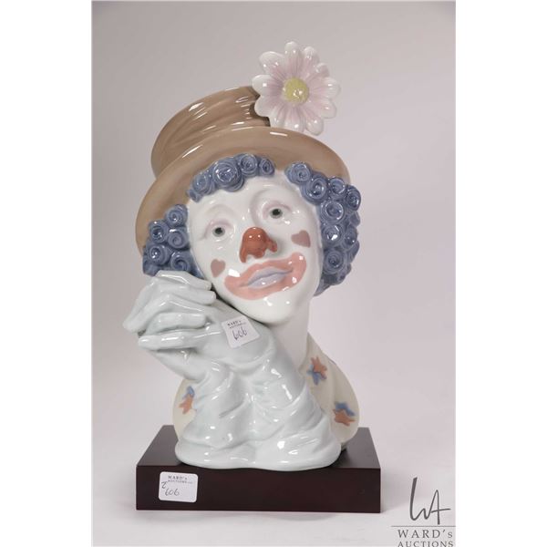 Lladro "Melancholy" porcelain bust, model 5542, 12" in height and includes wooden plinth