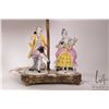 Image 2 : Two Dresden style porcelain table lamps including one with four figures and porcelain shade and one 