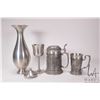 Image 1 : Selection of pewter including 10 1/2" vase, retaining it's original Birks price tag, bas relief gobl
