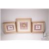 Image 1 : Three small decorative handpainted dish in gilt framed shadowboxes including two 9" X10" and one 12"