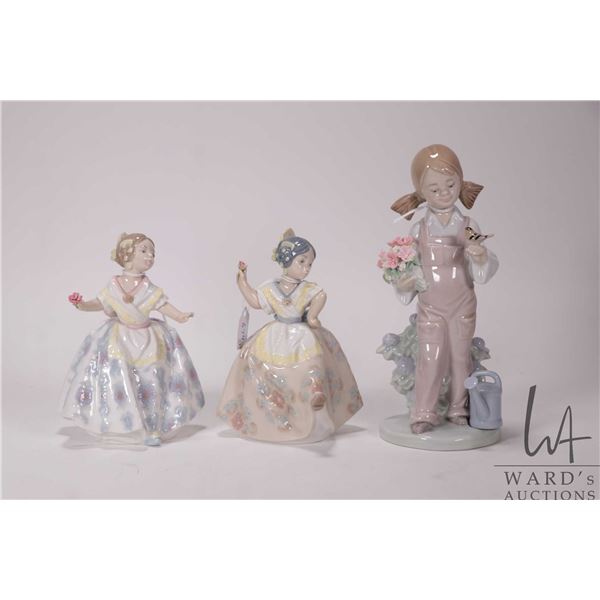 Three Lladro figurines including ranging from 5" to 7" in height