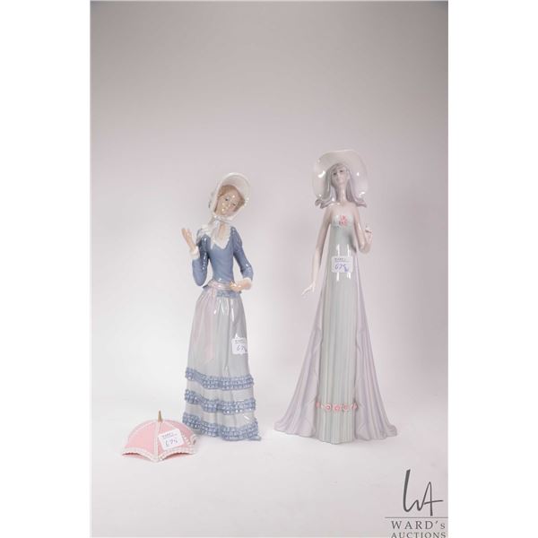 Two Lladro figurines including Aranjuez Little Lady #4879, note: missing umbrella shaft and The Debu