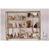 Image 1 : Brass and glass display with thirty six Wade Irish porcelain figurines including Nursery Rhyme and a