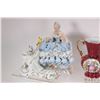 Image 2 : Selection of collectibles including Dresden figurines and Limoges pin tray, bud vase, lidded dresser
