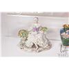 Image 3 : Selection of collectibles including Dresden figurines and Limoges pin tray, bud vase, lidded dresser