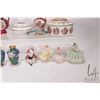 Image 4 : Selection of collectibles including Dresden figurines and Limoges pin tray, bud vase, lidded dresser