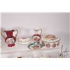 Image 5 : Selection of collectibles including Dresden figurines and Limoges pin tray, bud vase, lidded dresser