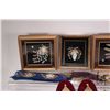 Image 2 : Selection of shadow box framed shell art, decorative needlework wall hangings, small framed cameos e