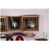 Image 3 : Selection of shadow box framed shell art, decorative needlework wall hangings, small framed cameos e