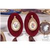 Image 7 : Selection of shadow box framed shell art, decorative needlework wall hangings, small framed cameos e
