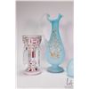 Image 2 : Cased Victorian style 13" ruffled edged ewer, quilted case vase, a pair of hand painted cased glass 