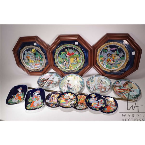 Large selection of collectible plates including three framed Rosenthal "Christmas Carols on Porcelai