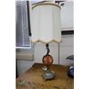 Image 1 : Vintage Moorcroft Hibiscus lamp with cast white metal cherub motif and footed base, 26" in height in