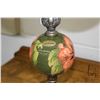 Image 3 : Vintage Moorcroft Hibiscus lamp with cast white metal cherub motif and footed base, 26" in height in