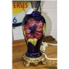 Image 2 : Vintage Moorcroft Anemone table lamp with gold tone cast metal and footed base, 28" in height includ