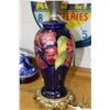 Image 3 : Vintage Moorcroft Anemone table lamp with gold tone cast metal and footed base, 28" in height includ