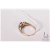 Image 3 : 10kt yellow gold ring set with two opal, oval cut garnet and six diamond accent gemstones, size 6.5