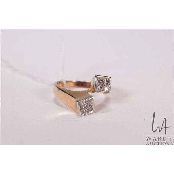 14kt yellow and white gold "Cubist" ring set with eight small accent diamonds, size 7.25