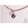 Image 3 : 14kt yellow gold Cuban link 21" necklace and a tested 14kt yellow gold and kite cut amethyst gemston