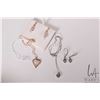 Image 1 : 10kt white gold 18" neck chain with tear drop pendant set with small diamond plus matching earrings 